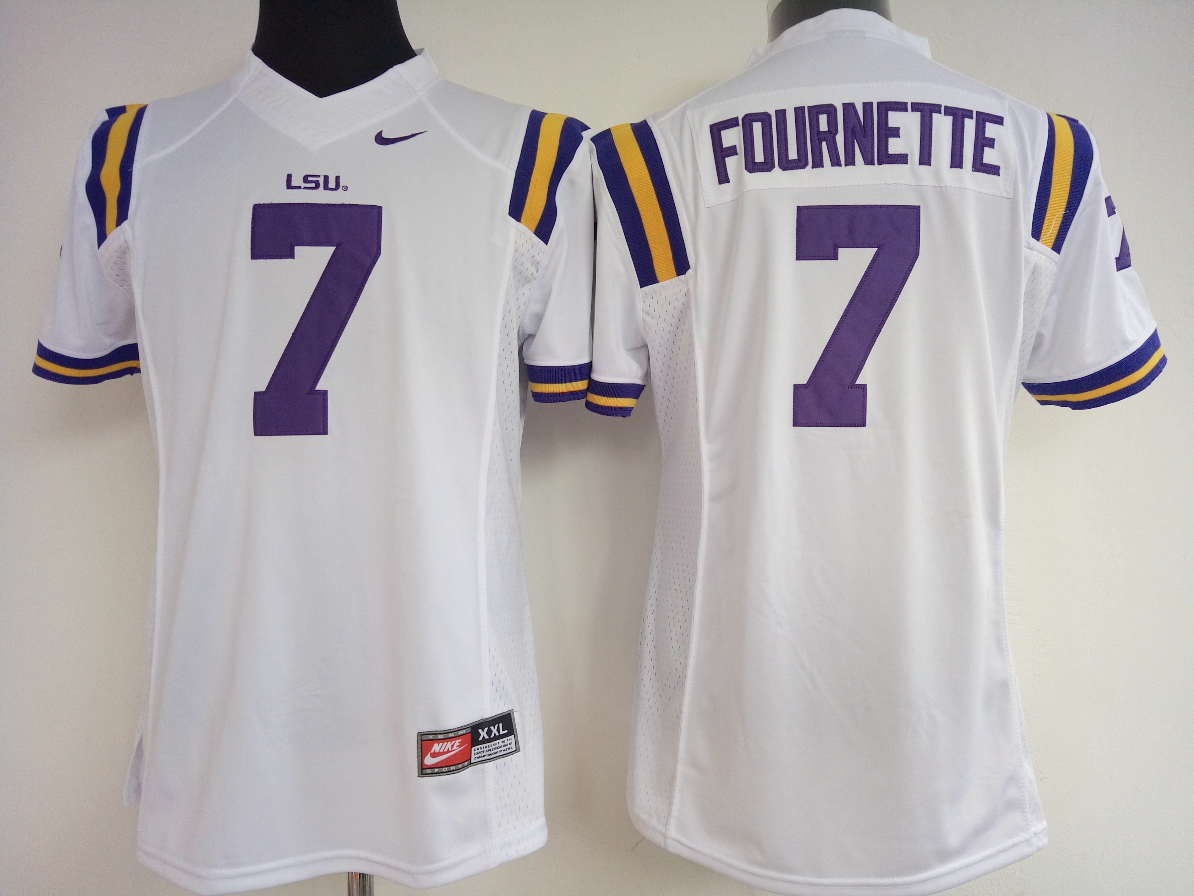 NCAA Womens LSU Tigers White #7 Fournette jerseys->women ncaa jersey->Women Jersey